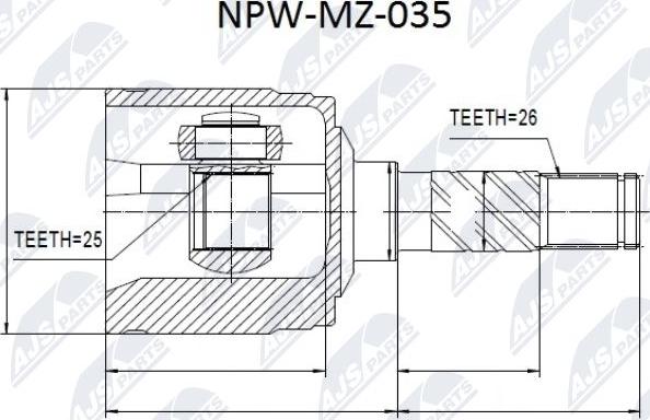 NTY NPW-MZ-035 - Birləşmə dəsti, ötürücü val furqanavto.az