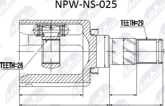 NTY NPW-NS-025 - Birləşmə dəsti, ötürücü val furqanavto.az