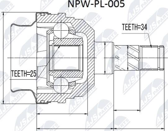 NTY NPW-PL-005 - Birləşmə dəsti, ötürücü val furqanavto.az