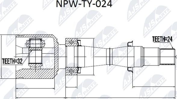 NTY NPW-TY-024 - Birləşmə dəsti, ötürücü val furqanavto.az