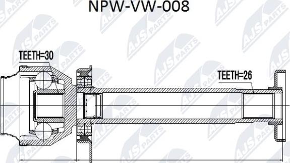 NTY NPW-VW-008 - Birləşmə dəsti, ötürücü val furqanavto.az