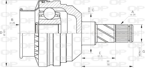 Open Parts CVJ5405.20 - Birləşmə dəsti, ötürücü val furqanavto.az