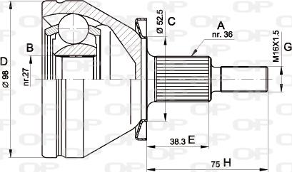 Open Parts CVJ5435.10 - Birləşmə dəsti, ötürücü val furqanavto.az