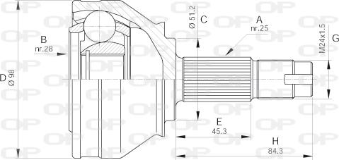 Open Parts CVJ5438.10 - Birləşmə dəsti, ötürücü val furqanavto.az