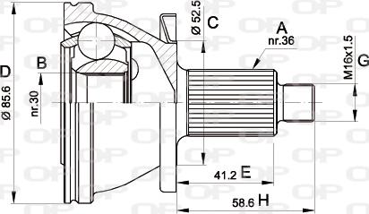 Open Parts CVJ5433.10 - Birləşmə dəsti, ötürücü val furqanavto.az