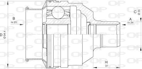 Open Parts CVJ5591.20 - Birləşmə dəsti, ötürücü val furqanavto.az