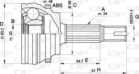 Open Parts CVJ5508.10 - Birləşmə dəsti, ötürücü val furqanavto.az