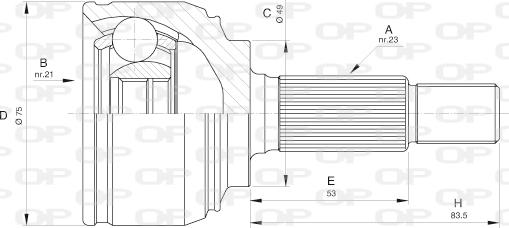 Open Parts CVJ5520.10 - Birləşmə dəsti, ötürücü val furqanavto.az