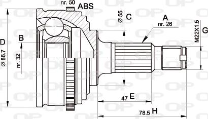 Open Parts CVJ5050.10 - Birləşmə dəsti, ötürücü val furqanavto.az