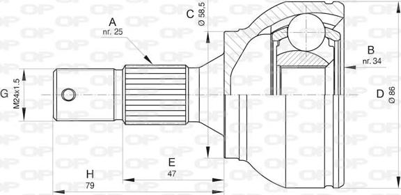 Open Parts CVJ5802.10 - Birləşmə dəsti, ötürücü val furqanavto.az