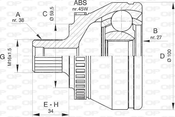 Open Parts CVJ5816.10 - Birləşmə dəsti, ötürücü val furqanavto.az