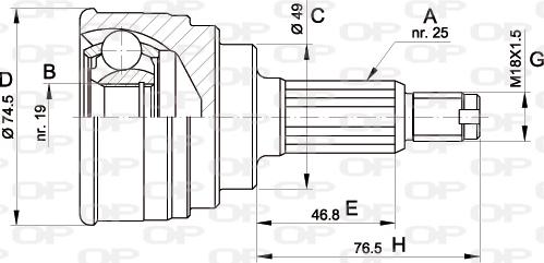 Open Parts CVJ5352.10 - Birləşmə dəsti, ötürücü val furqanavto.az