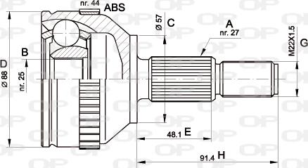 Open Parts CVJ5200.10 - Birləşmə dəsti, ötürücü val furqanavto.az