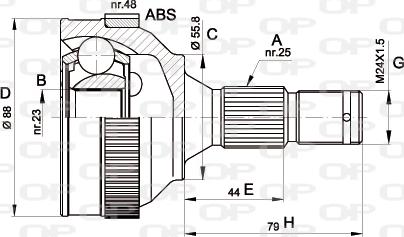 Open Parts CVJ5208.10 - Birləşmə dəsti, ötürücü val furqanavto.az