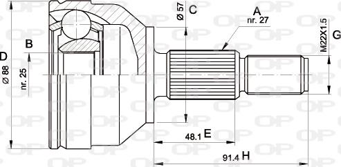 Open Parts CVJ5202.10 - Birləşmə dəsti, ötürücü val furqanavto.az