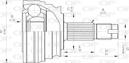 Open Parts CVJ5238.10 - Birləşmə dəsti, ötürücü val furqanavto.az