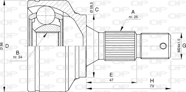 Open Parts CVJ5741.10 - Birləşmə dəsti, ötürücü val furqanavto.az