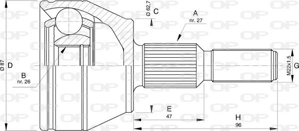 Open Parts CVJ5751.10 - Birləşmə dəsti, ötürücü val furqanavto.az