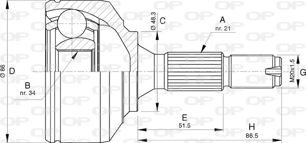 Open Parts CVJ5780.10 - Birləşmə dəsti, ötürücü val furqanavto.az