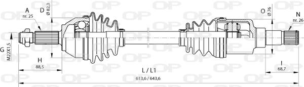 Open Parts DRS6374.00 - Sürücü mili furqanavto.az