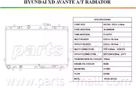 Parts-Mall PXNDA-011 - Radiator, mühərrikin soyudulması furqanavto.az