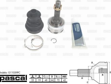 Pascal G11039PC - Birləşmə dəsti, ötürücü val furqanavto.az