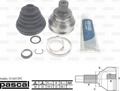 Pascal G1A015PC - Birləşmə dəsti, ötürücü val furqanavto.az