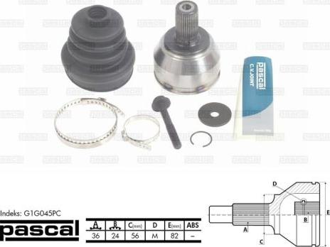 Pascal G1G045PC - Birləşmə dəsti, ötürücü val furqanavto.az