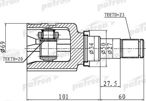 Patron PCV1458 - Birləşmə dəsti, ötürücü val furqanavto.az