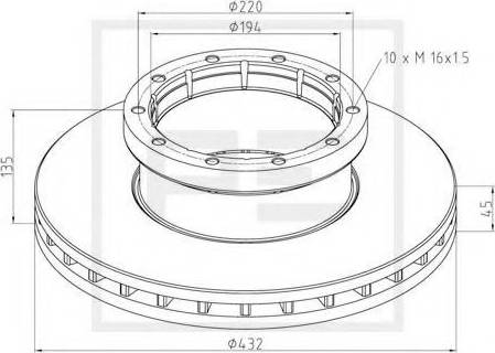 PE Automotive 486.001-00A - Əyləc Diski furqanavto.az