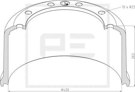 PE Automotive 046.635-00A - Əyləc barabanı furqanavto.az