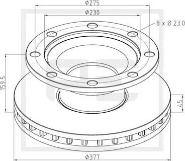 PE Automotive 046.374-00A - Əyləc Diski furqanavto.az