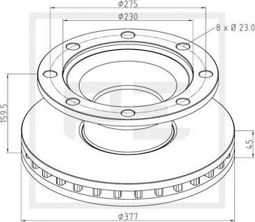 PE Automotive 046.375-00A - Əyləc Diski furqanavto.az