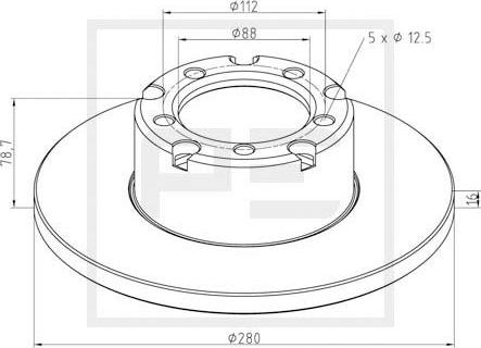 PE Automotive 016.285-00A - Əyləc Diski furqanavto.az