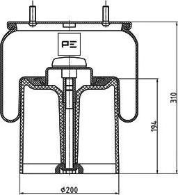 PE Automotive 084.083-73A - Körük, pnevmatik asqı www.furqanavto.az