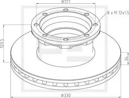 PE Automotive 036.123-00A - Əyləc Diski furqanavto.az