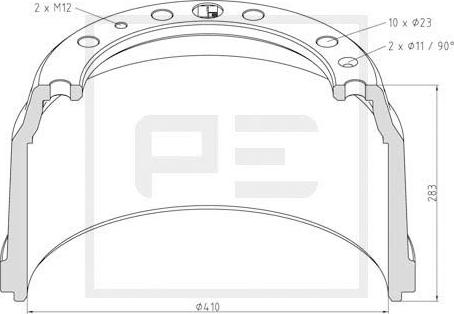 PE Automotive 026.638-00A - Əyləc barabanı furqanavto.az