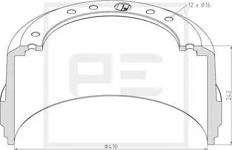 PE Automotive 146.171-00A - Əyləc barabanı furqanavto.az