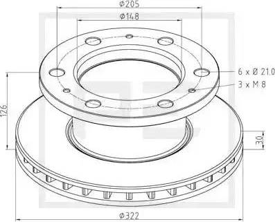 PE Automotive 116.000-00A - Əyləc Diski furqanavto.az