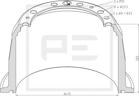 PE Automotive 126.092-00A - Əyləc barabanı furqanavto.az