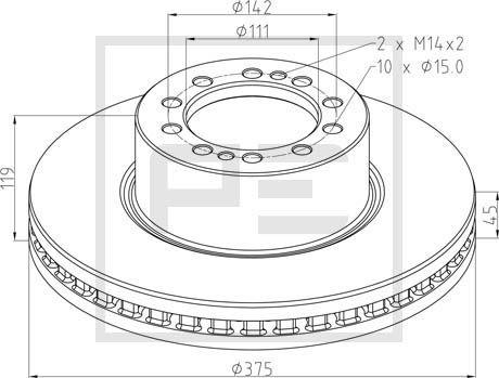 PE Automotive 256.053-00A - Əyləc Diski furqanavto.az