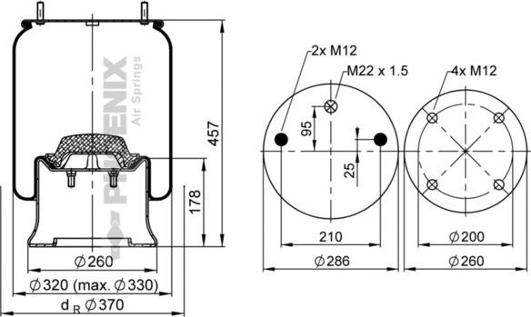 Phoenix 1 D 28 B-10 - Körük, pnevmatik asqı furqanavto.az