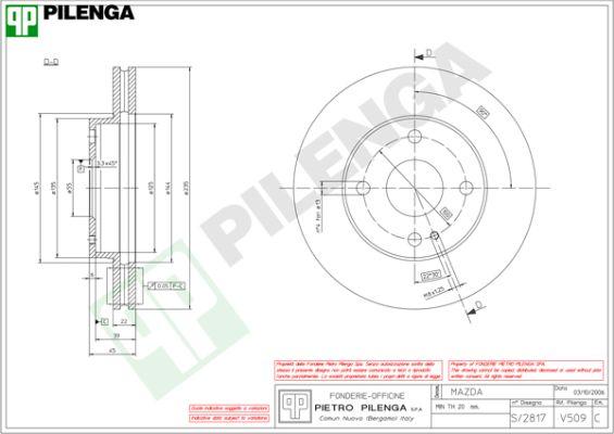 Pilenga V509 - Əyləc Diski furqanavto.az