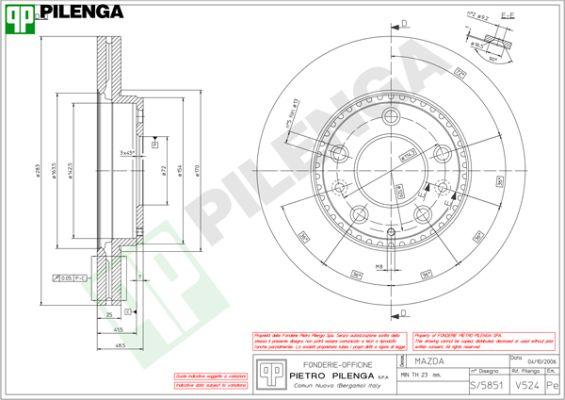 Pilenga V524 - Əyləc Diski furqanavto.az