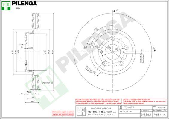 Pilenga V684 - Əyləc Diski furqanavto.az