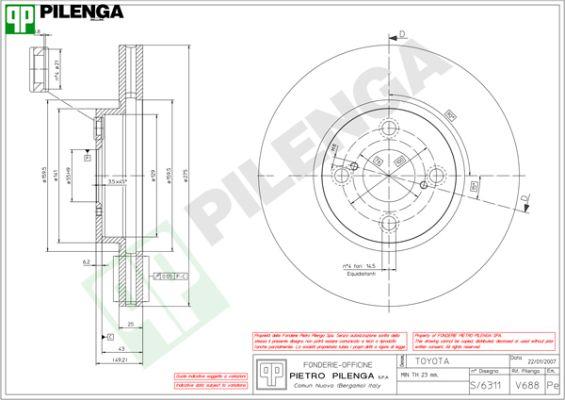 Pilenga V688 - Əyləc Diski furqanavto.az