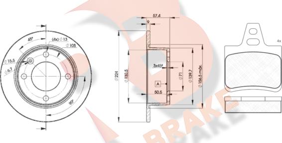 R Brake 3R08127811 - Əyləc dəsti, diskli əyləclər furqanavto.az