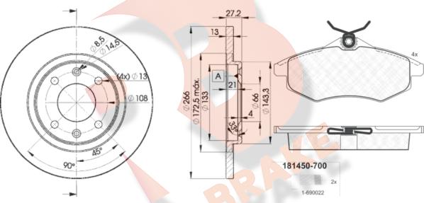 R Brake 3R14504692 - Əyləc dəsti, diskli əyləclər furqanavto.az