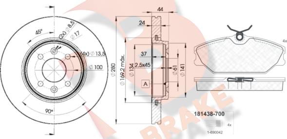 R Brake 3R14387829 - Əyləc dəsti, diskli əyləclər furqanavto.az