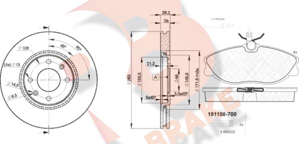 R Brake 3R11087406 - Əyləc dəsti, diskli əyləclər furqanavto.az